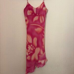 Vintage Pink 90s Express Floral Fairycore Ruffle Slip Dress 3/4 Y2K
